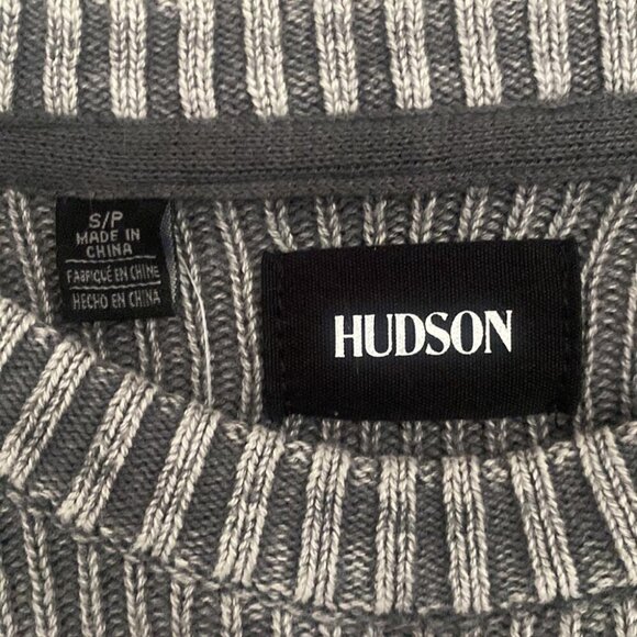 Hudson Men’s Knit Sweater Small Textured Waffle Weave Pullover Neutral Gray - Picture 7 of 12